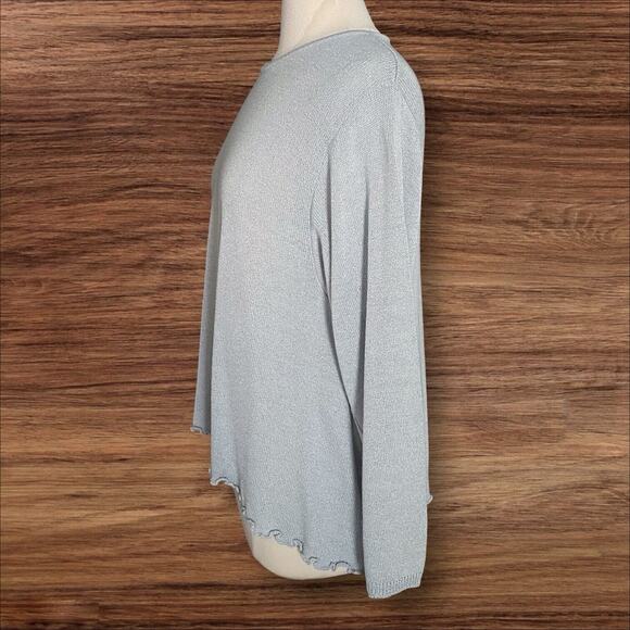 Roni Rabl Bis Israel Lettuce Hem Swing Sweater Sz S Pale Blue Silky Cotton Blend - Picture 4 of 12